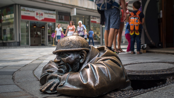 The man at work statue is the most popular statue in Bratislava